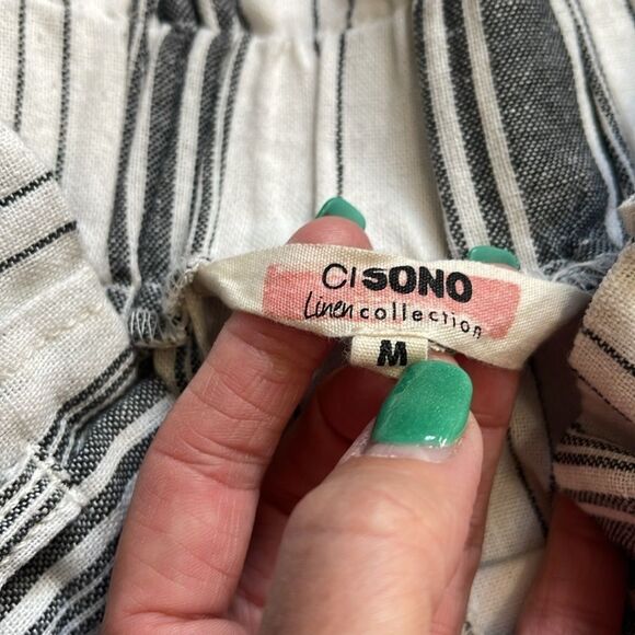 CI SONO COTTON BLEND BLUE/WHITE STRIPPED WIDE-LEG ETHAN PANTS SIZE M - Picture 7 of 13